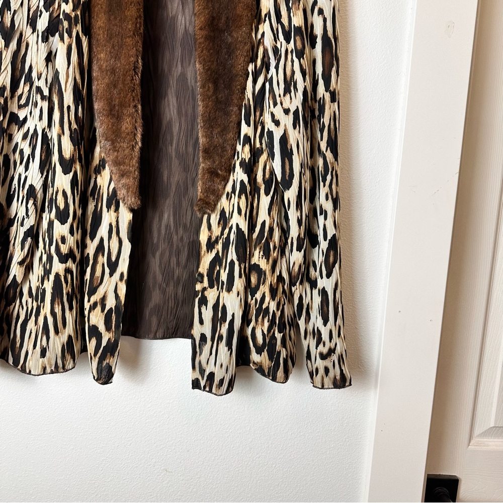 Chico’s Pleated Elegance Collar Jacket Faux Fur Animal Print sz L - Picture 7 of 8